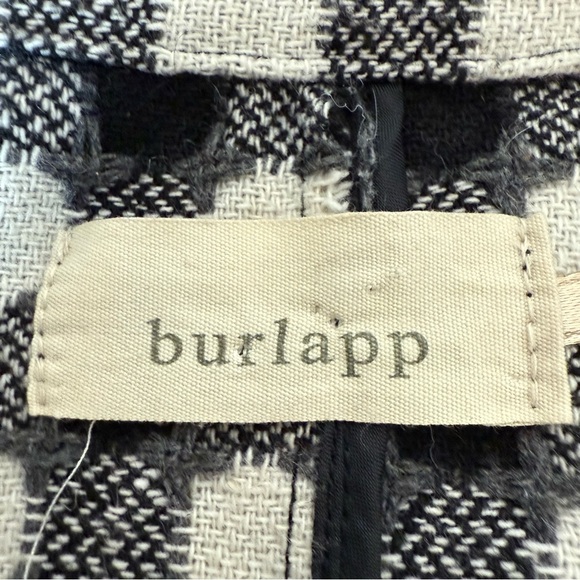 BURLAPP ANTHROPOLOGIE Wool Checker Plaid Blazer Jacket Gingham 3/4 Sleeves Sz 8 - Picture 8 of 10